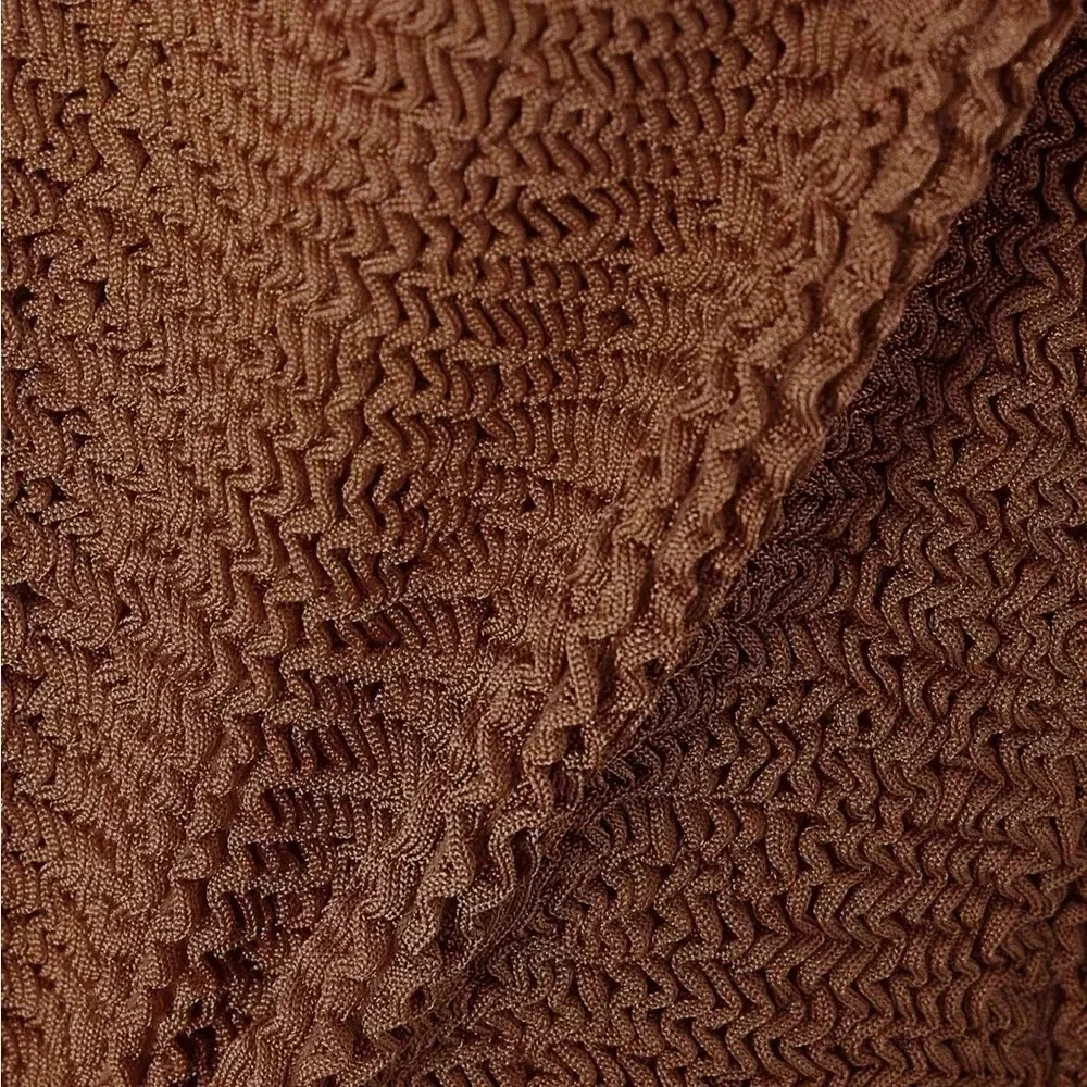 New Hunza G Gloria Bikini SET Metallic Cocoa Seersucker Bandeau Crinkle Tan Cute - Picture 6 of 12